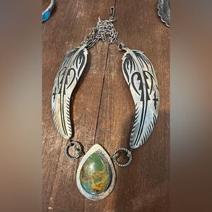 NAVAJO MAY BARBONE TURQUOISE STERLING SILVER NECKLACE NAVAJO